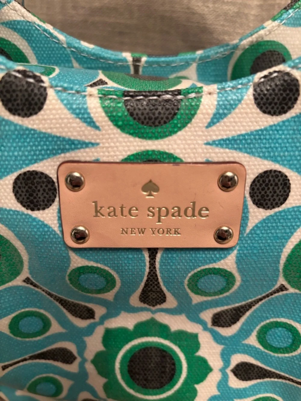 kate spade New York Green & Teal Patterned Tote Bag Y2K